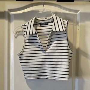 Liz and Sara medium black and white striped tank top. NWOT